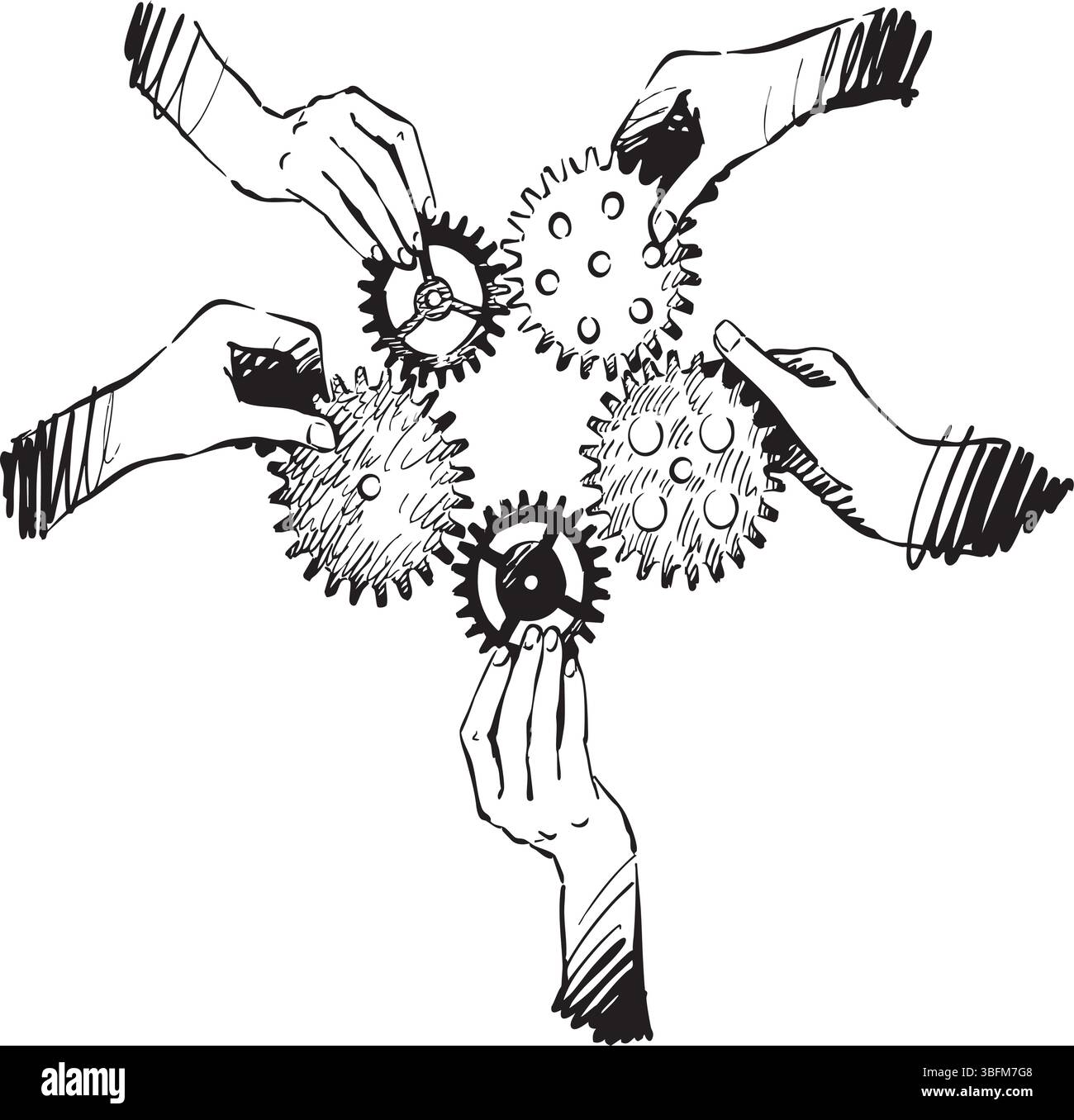 Collaboration in Motion Gears and Hands Working Together to Achieve ...
