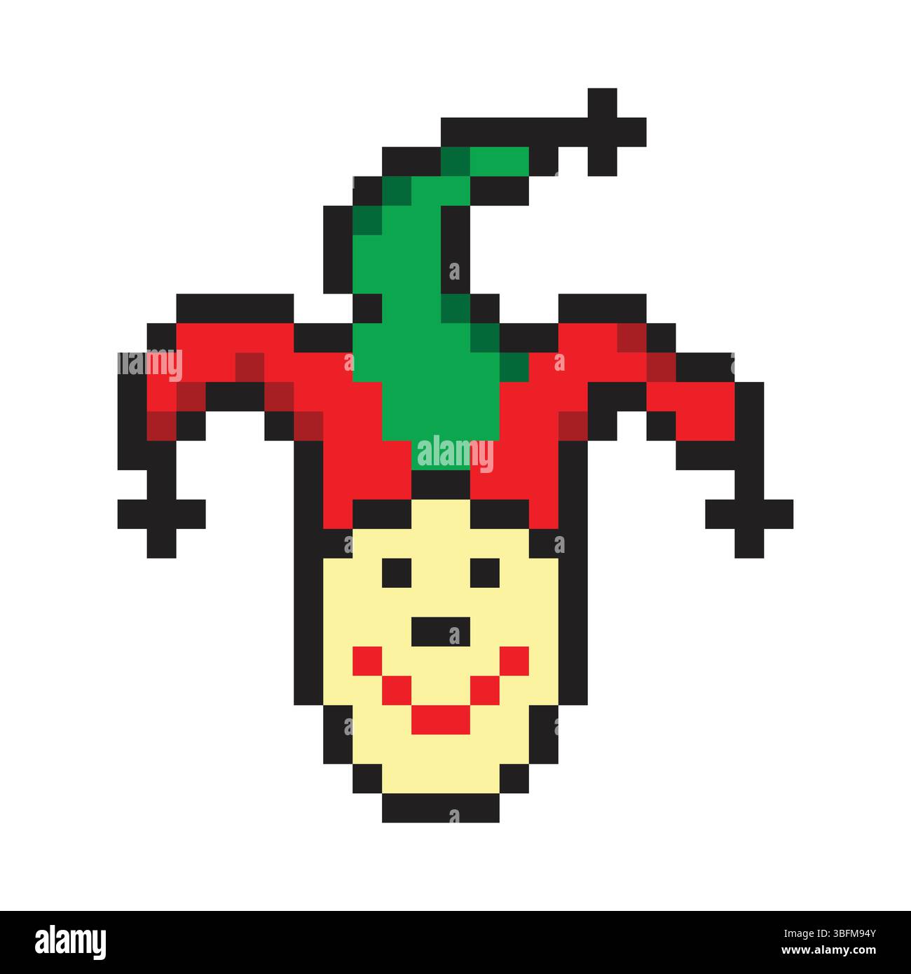 Fool jester in pixel art style Stock Vector
