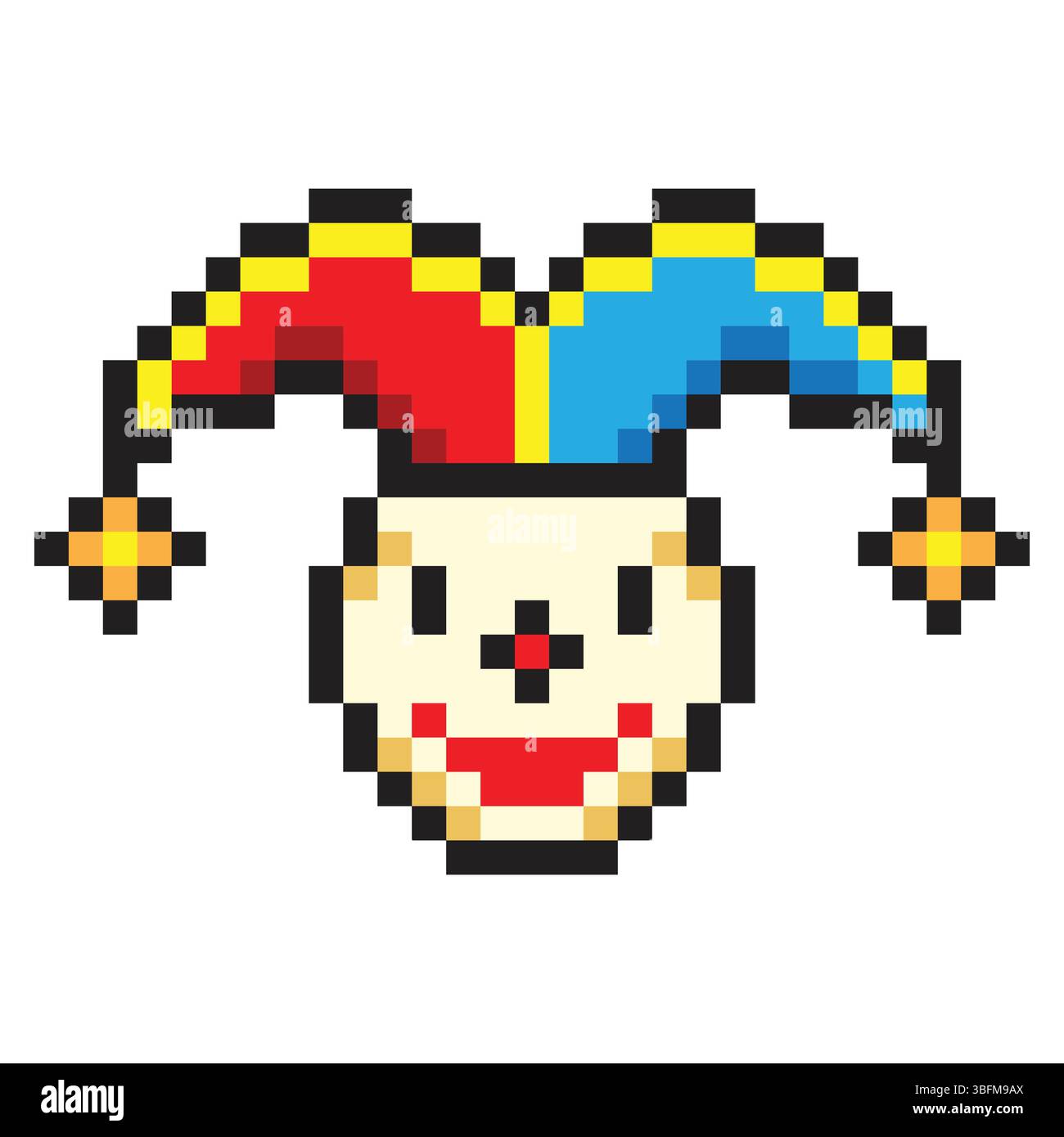 Fool jester in pixel art style Stock Vector