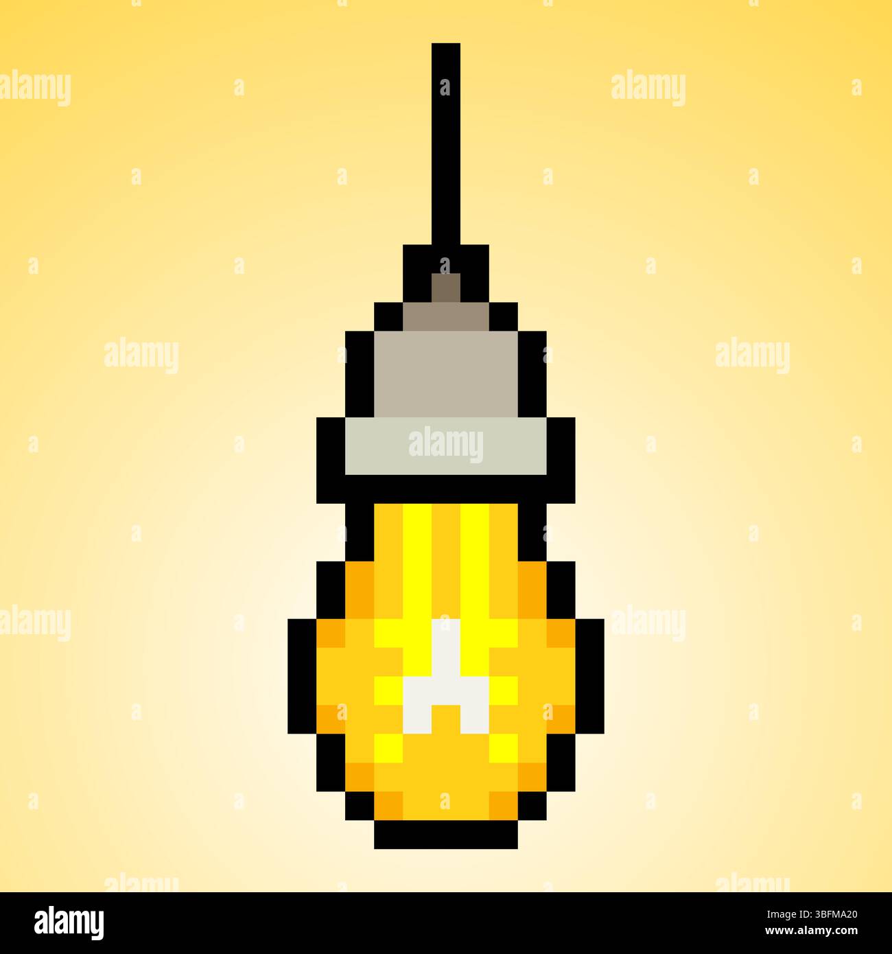 Ceiling light bulb in pixel art style Stock Vector