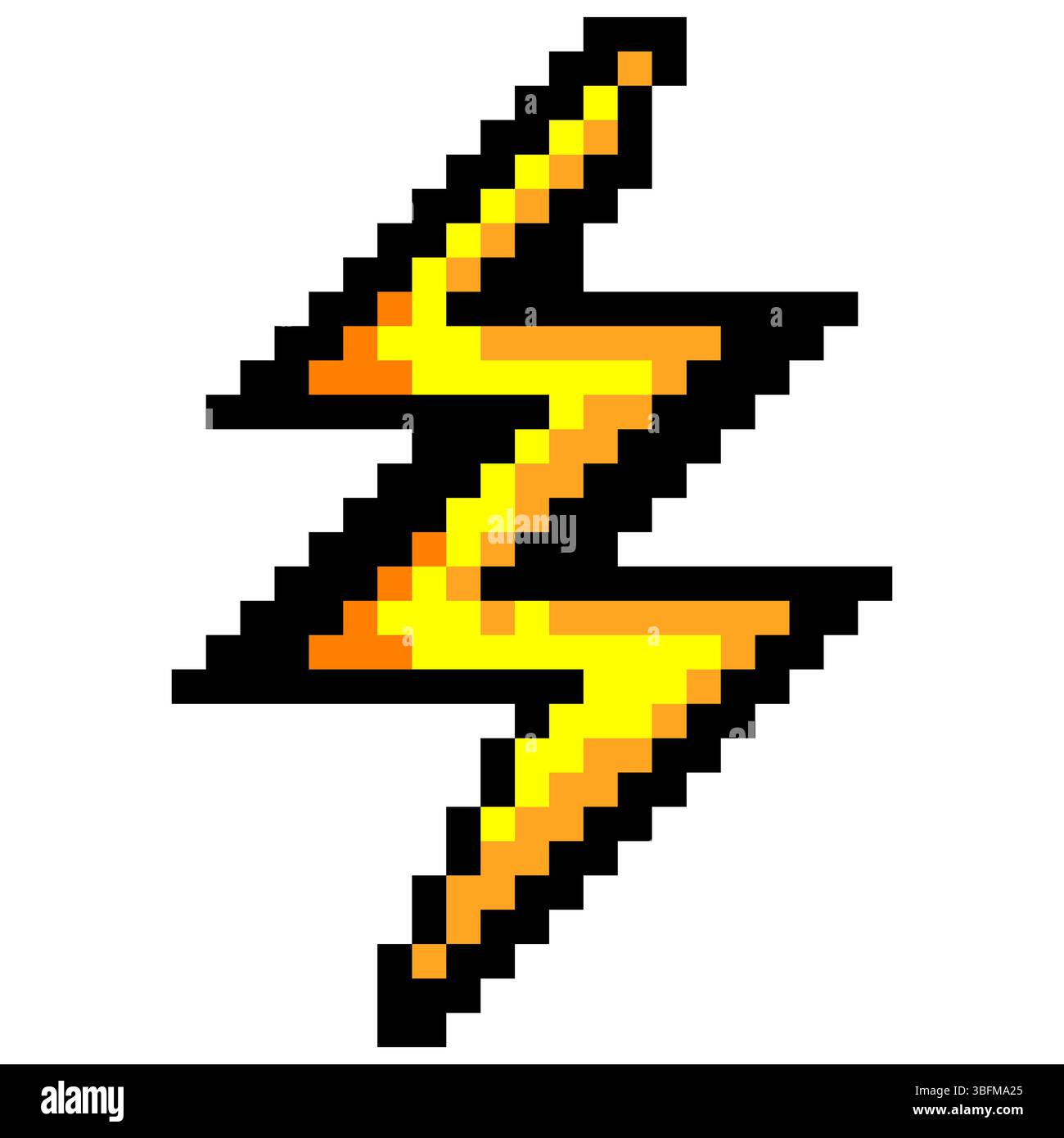 Lightning in pixel art isolated on white background Stock Vector