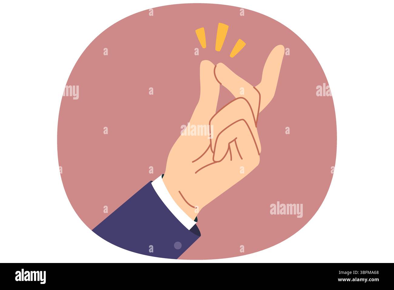 Hand of person making gesture of snapping fingers to demonstrate simplicity of situation Stock Vector