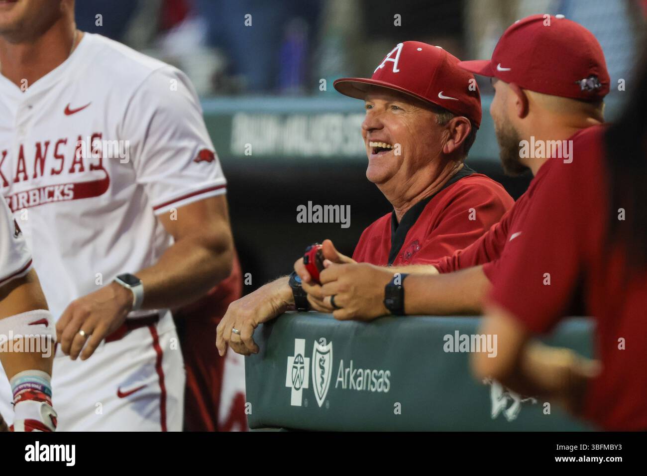Defeated Razorback June 1, 2025: Razorback Head Coach Dave Van Horn flashes a smile at a ...