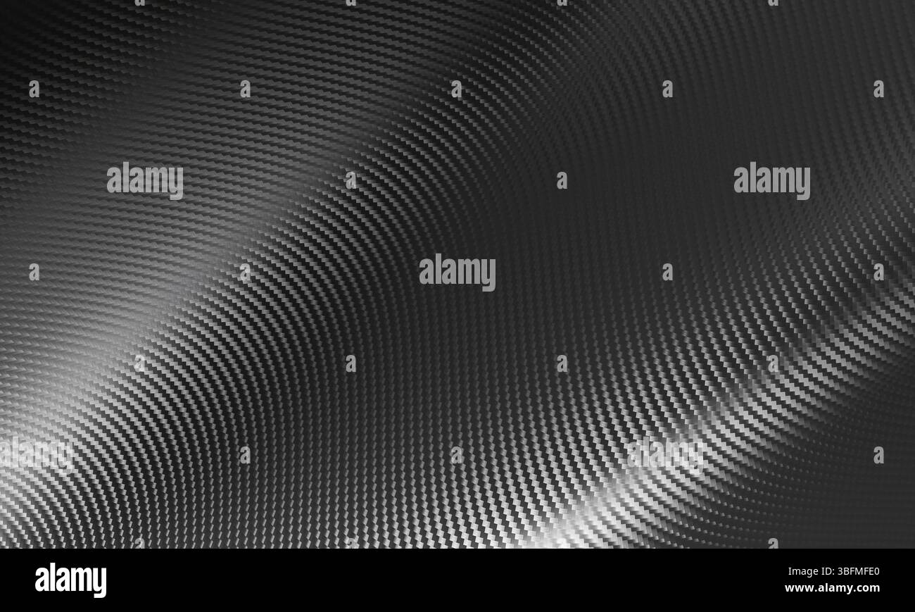 Abstract black carbon fiber background 3d wavy texture Stock Photo