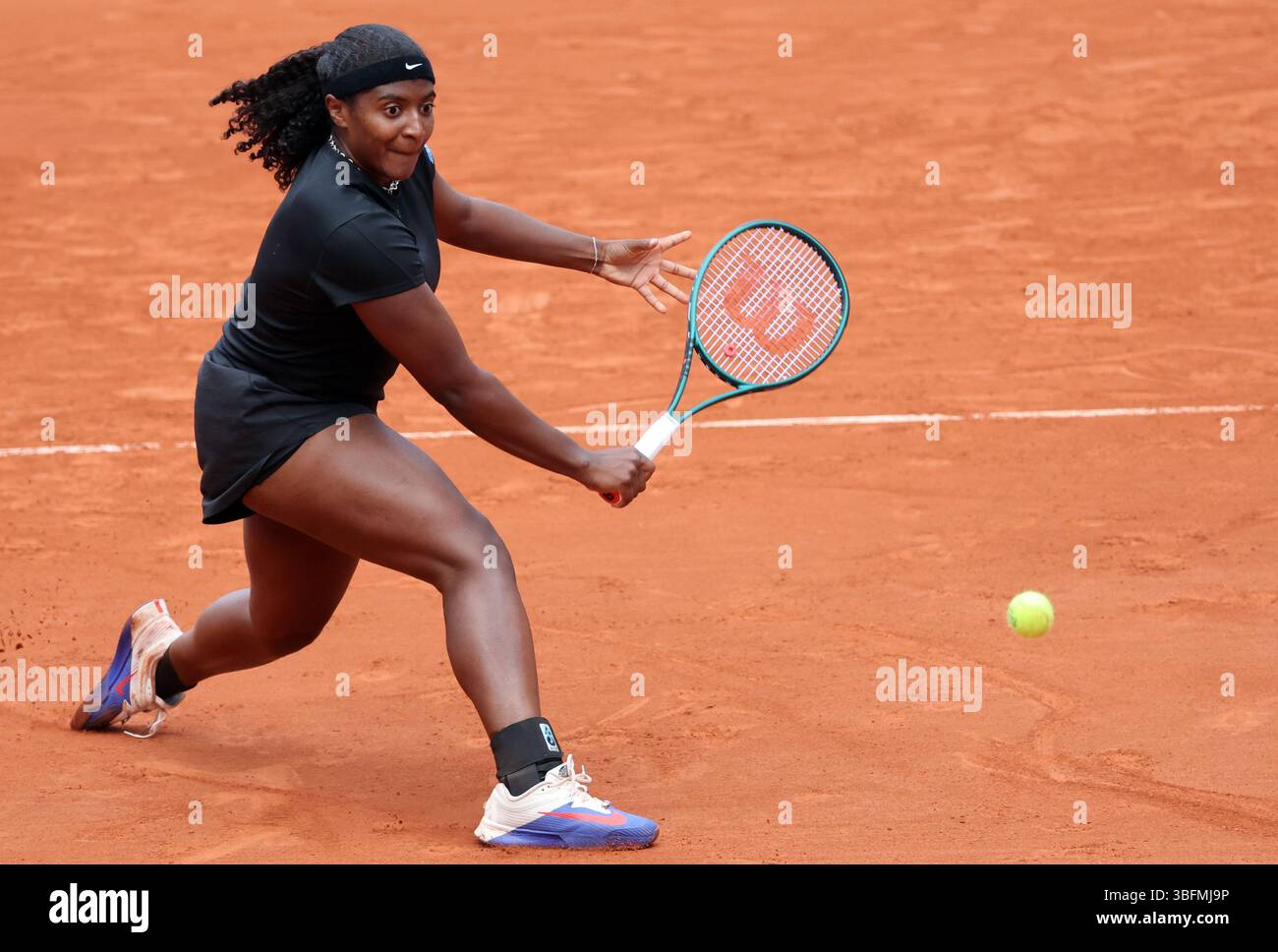 Paris, France. 02nd June, 2025. US Hailey Baptiste plays against compatriot Madison Keys during their fourth-round match of the French Tennis Open in Roland Garros in Paris, France, on Monday, June 1st, 2025. Keys won 6-3, 7-5. Photo by Maya Vidon-White/UPI. Credit: UPI/Alamy Live News Stock Photo