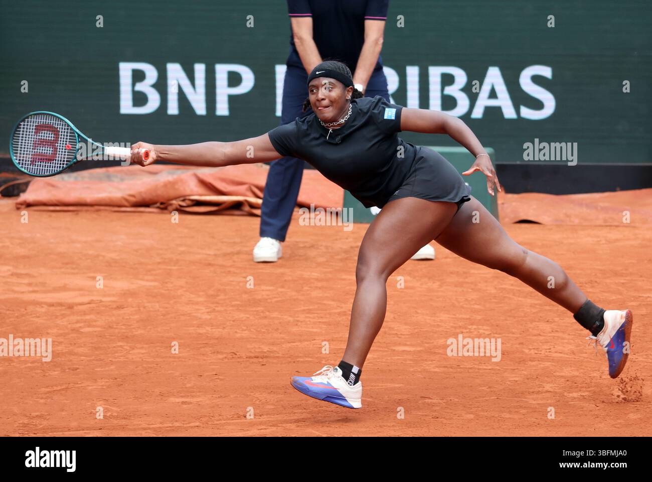 Paris, France. 02nd June, 2025. US Hailey Baptiste plays against compatriot Madison Keys during their fourth-round match of the French Tennis Open in Roland Garros in Paris, France, on Monday, June 1st, 2025. Keys won 6-3, 7-5. Photo by Maya Vidon-White/UPI. Credit: UPI/Alamy Live News Stock Photo