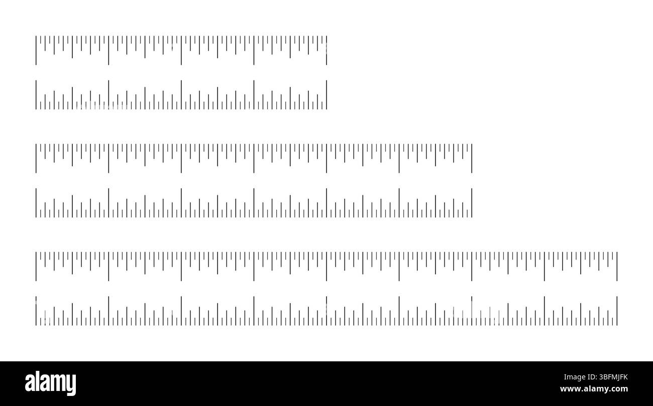 Measuring chart with 4, 6, 8 inches. Set of ruler scales. Black sewing ...