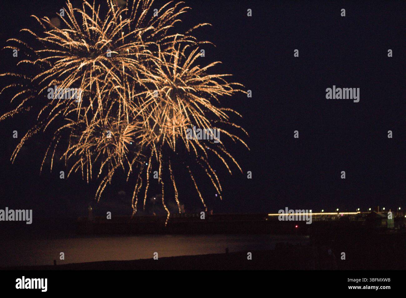 Fireworks in night sky Stock Photo