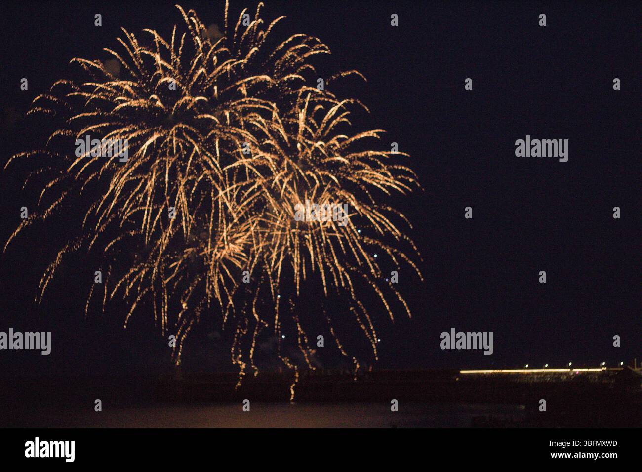 Fireworks in night sky Stock Photo