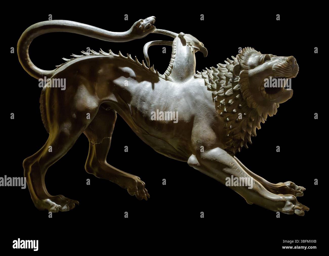Etruscan bronze sculpture 'Chimera of Arezzo', mythological beast with ...