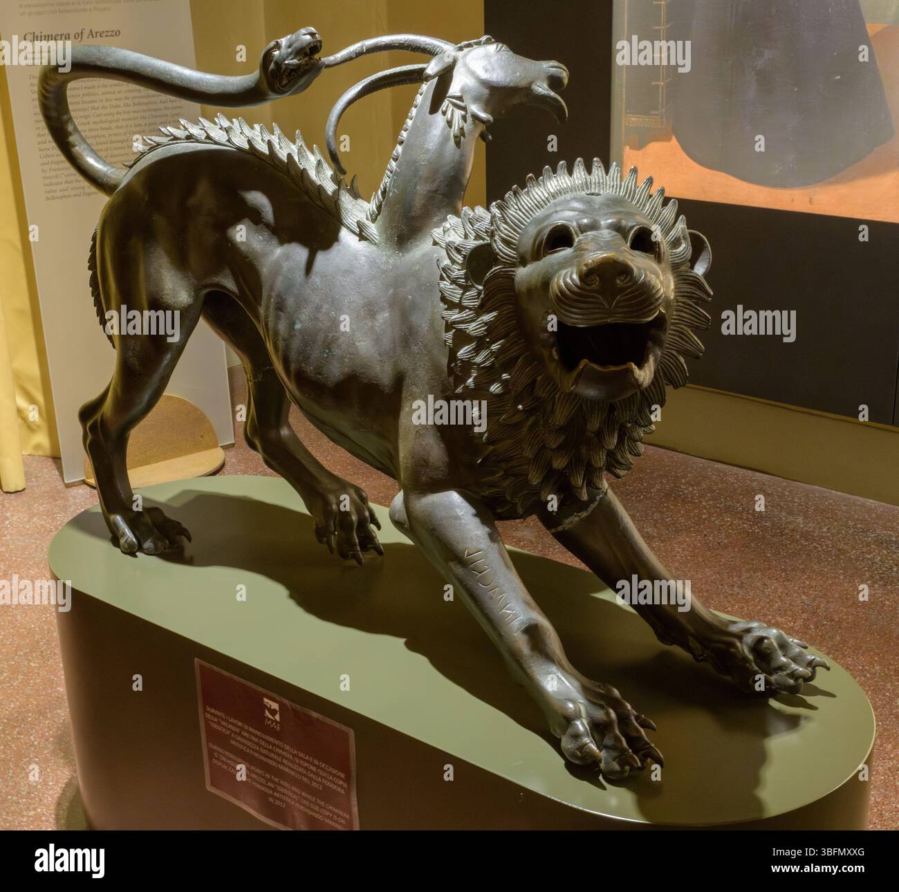 Etruscan bronze sculpture 'Chimera of Arezzo', mythological beast with ...
