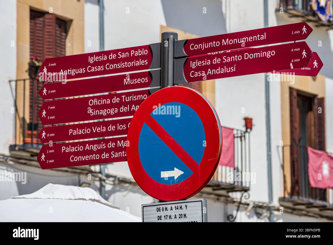 Signposts ot historic locations,  Ubeda, Unesco heritage city, Andalusia, Spain Stock Photo