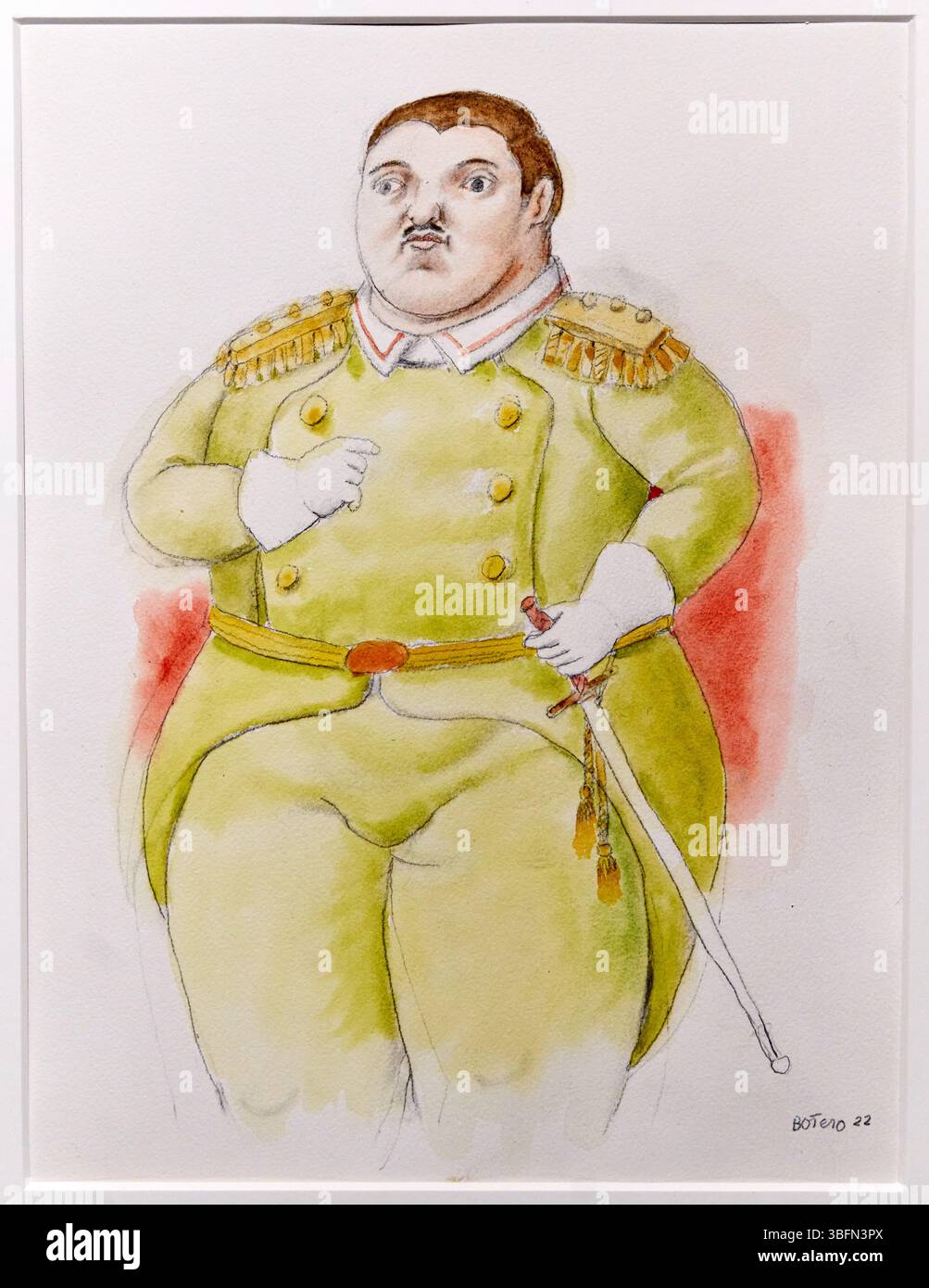 General, 2022, Watercolor on paper, Fernando Botero (1932-2023) Stock Photo