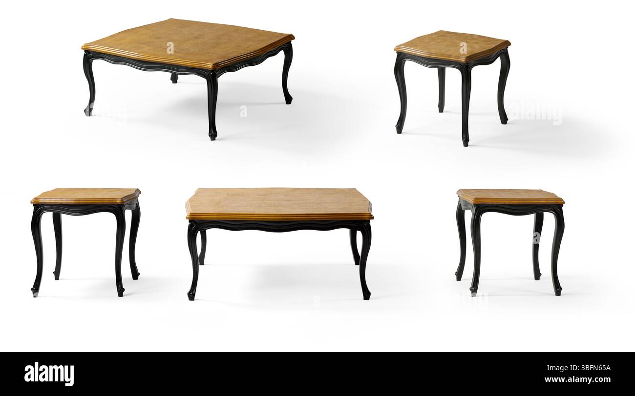 wooden coffee table isolated on white background . different angle Stock Photo