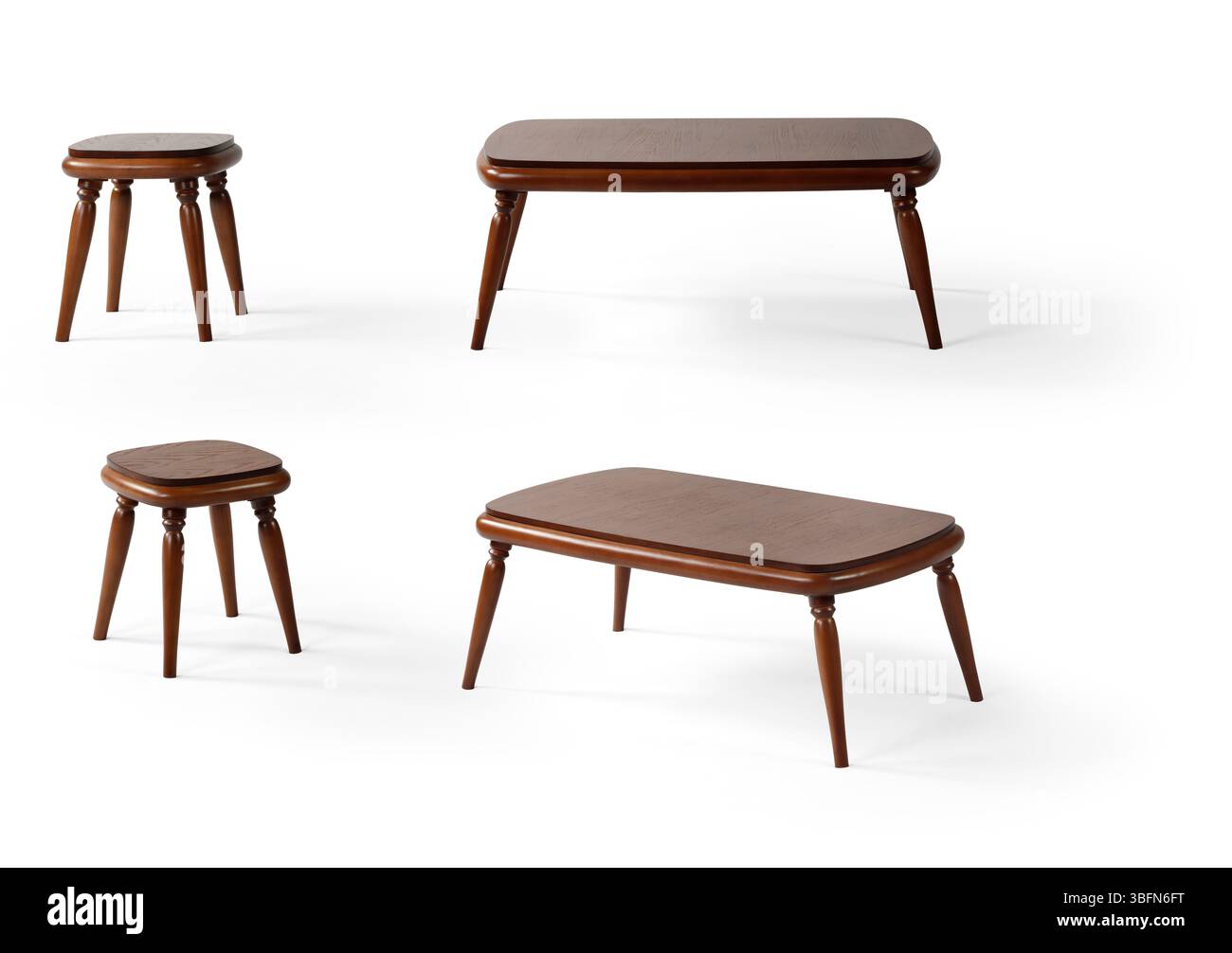 coffee table isolated on white background . different angle Stock Photo
