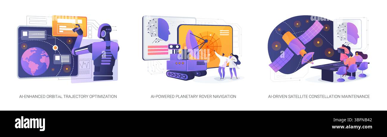 AI in Space Operations abstract concept vector illustrations Stock ...