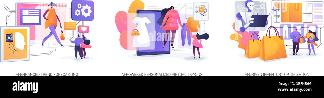 AI in Fashion and Retail abstract concept vector illustrations Stock ...