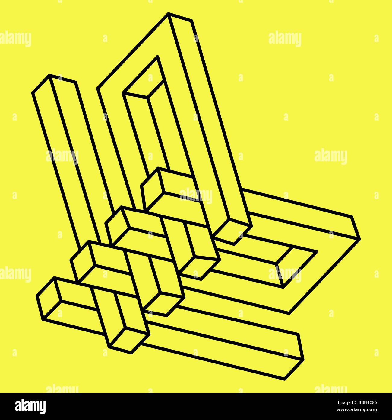 Impossible shape. Line design. Impossible figure. Optical illusion objects. Op art. Geometry.  Stock Vector