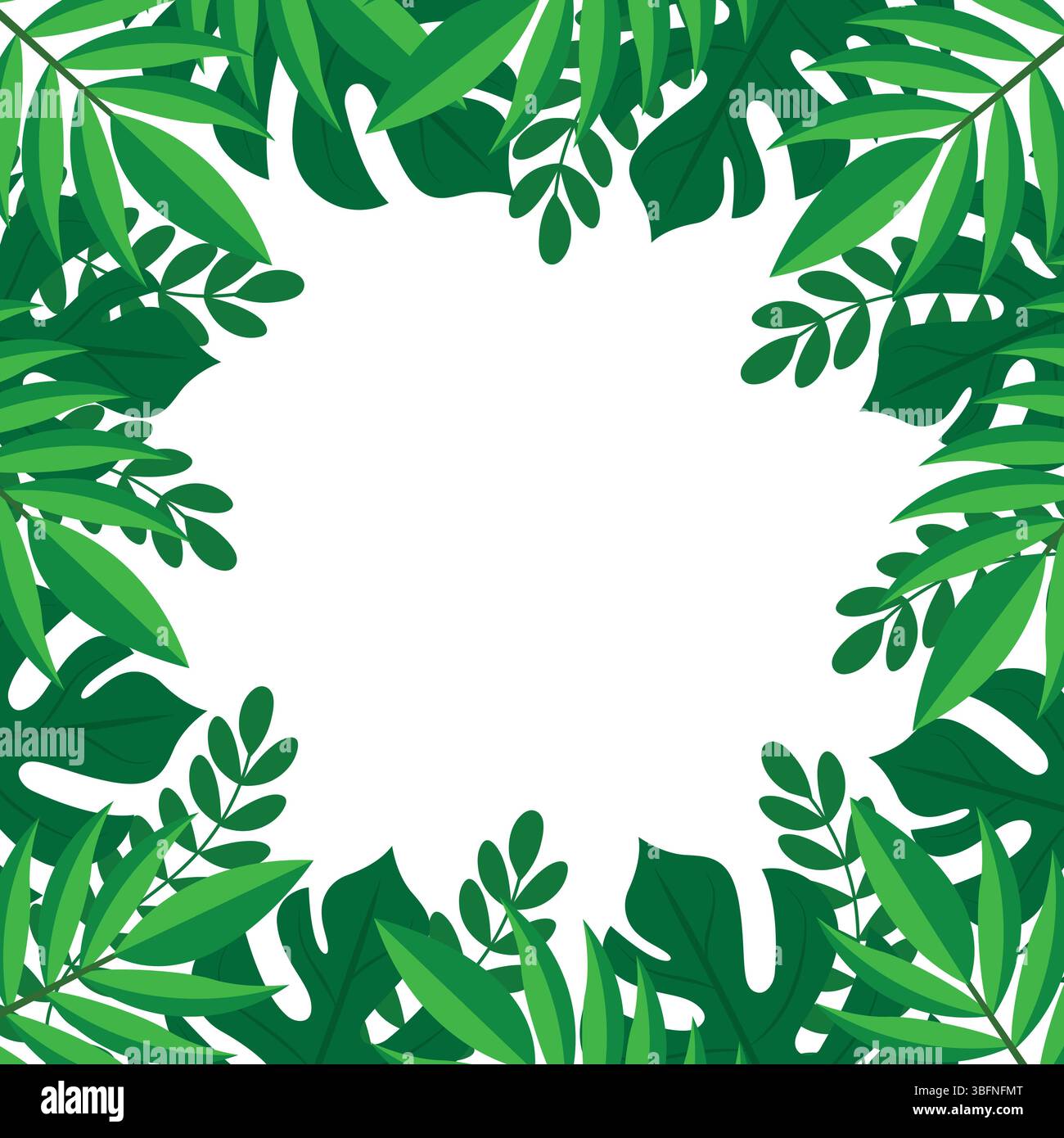 Tropical Leaves Frame with Copy Space for Text Flat Vector Illustration ...