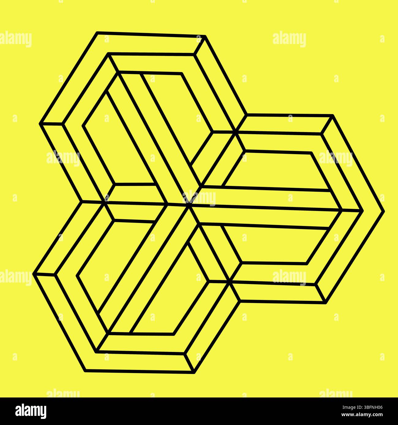 Optical illusion, Impossible isometric drawing. Abstract infinite ...