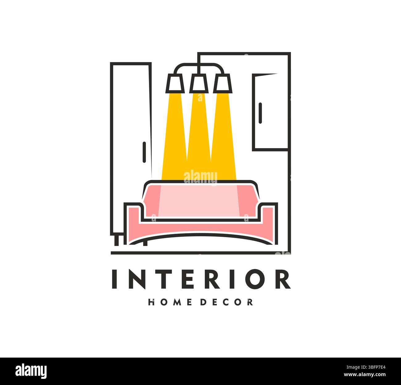 Home interior icon, contemporary emblem with a sofa beneath modern ...