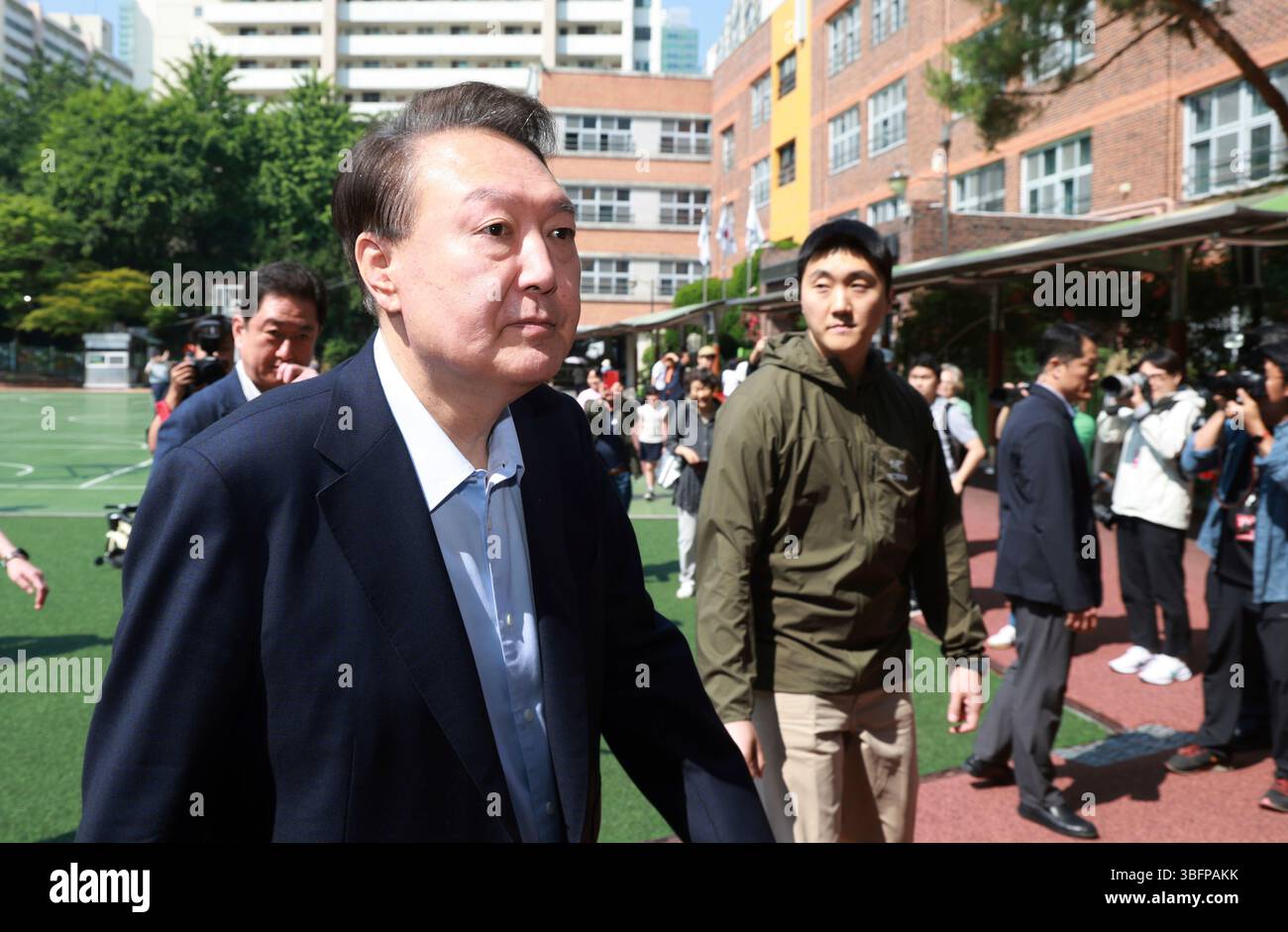 Former South Korean President Yoon Suk Yeol arrives to cast his vote