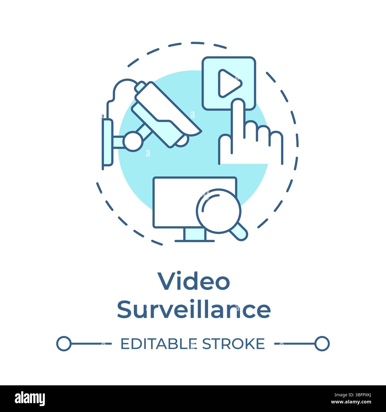 Video surveillance soft blue concept icon Stock Vector