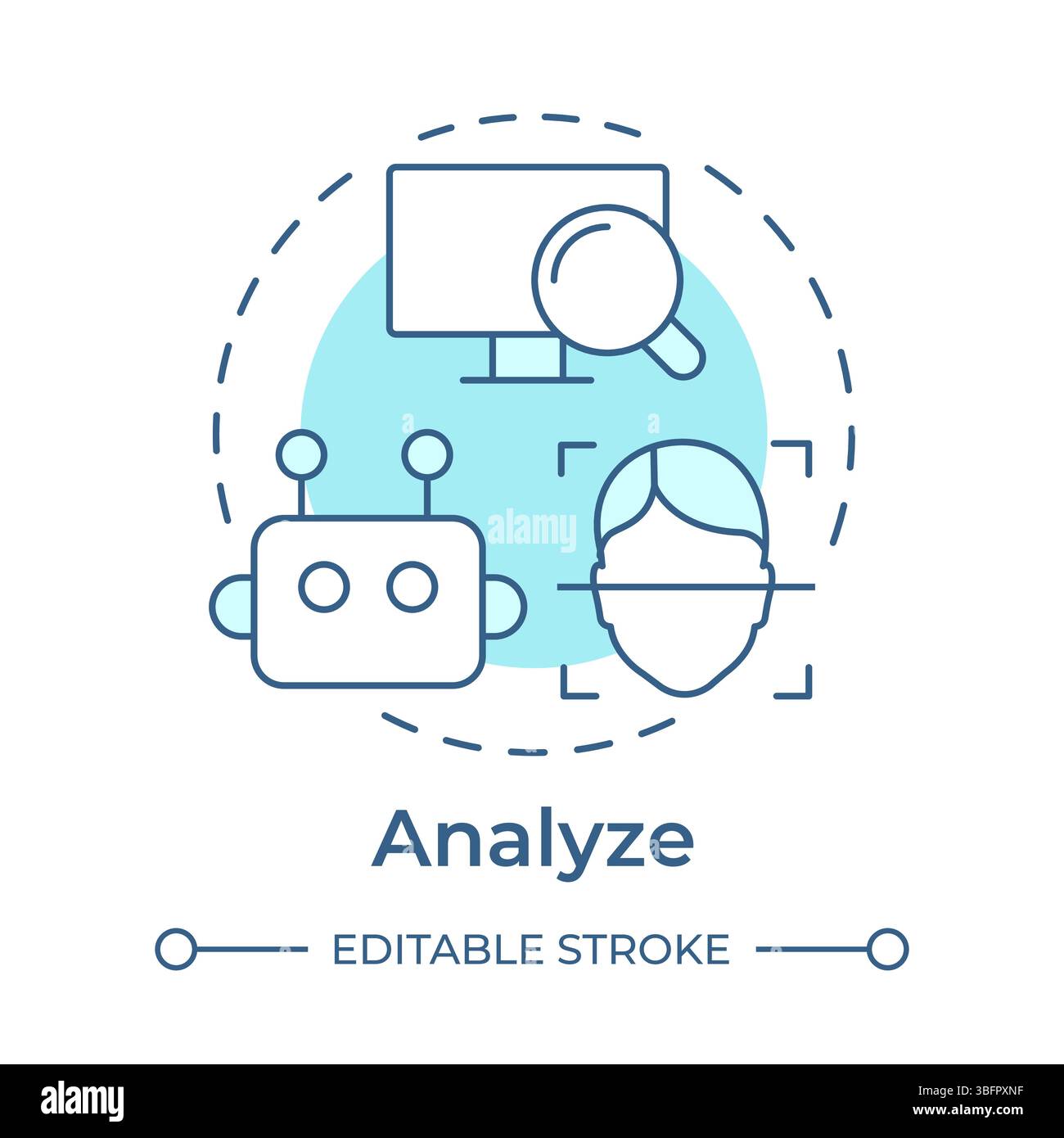 Analyze events soft blue concept icon Stock Vector