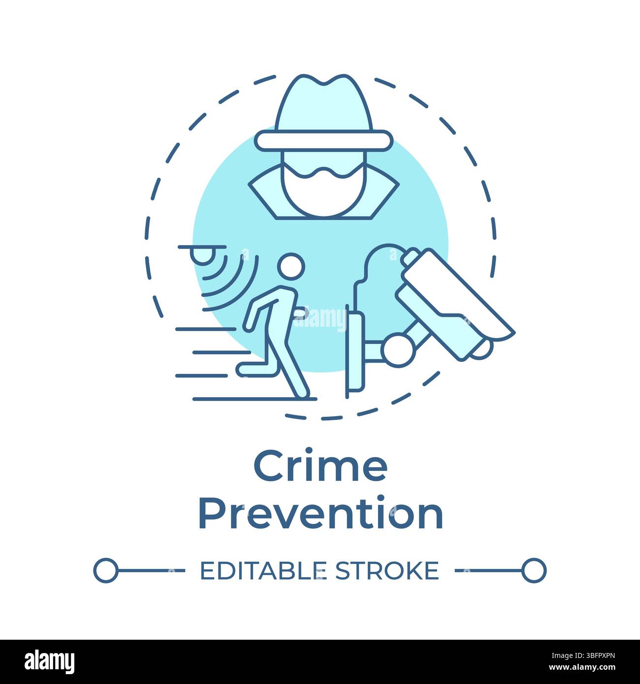 Crime prevention soft blue concept icon Stock Vector