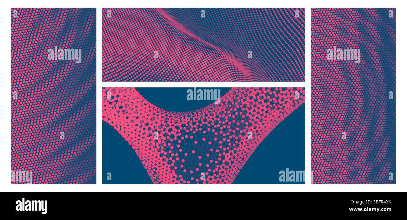 3D wavy background with ripple effect. Vector illustration with particle. 3D grid surface. Stock Vector