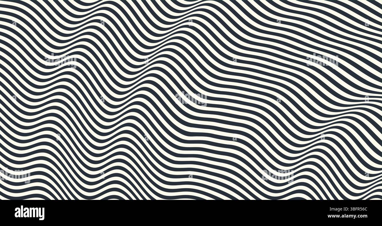 Black and white design. Pattern with optical illusion. Abstract striped background. Vector illustration. Stock Vector