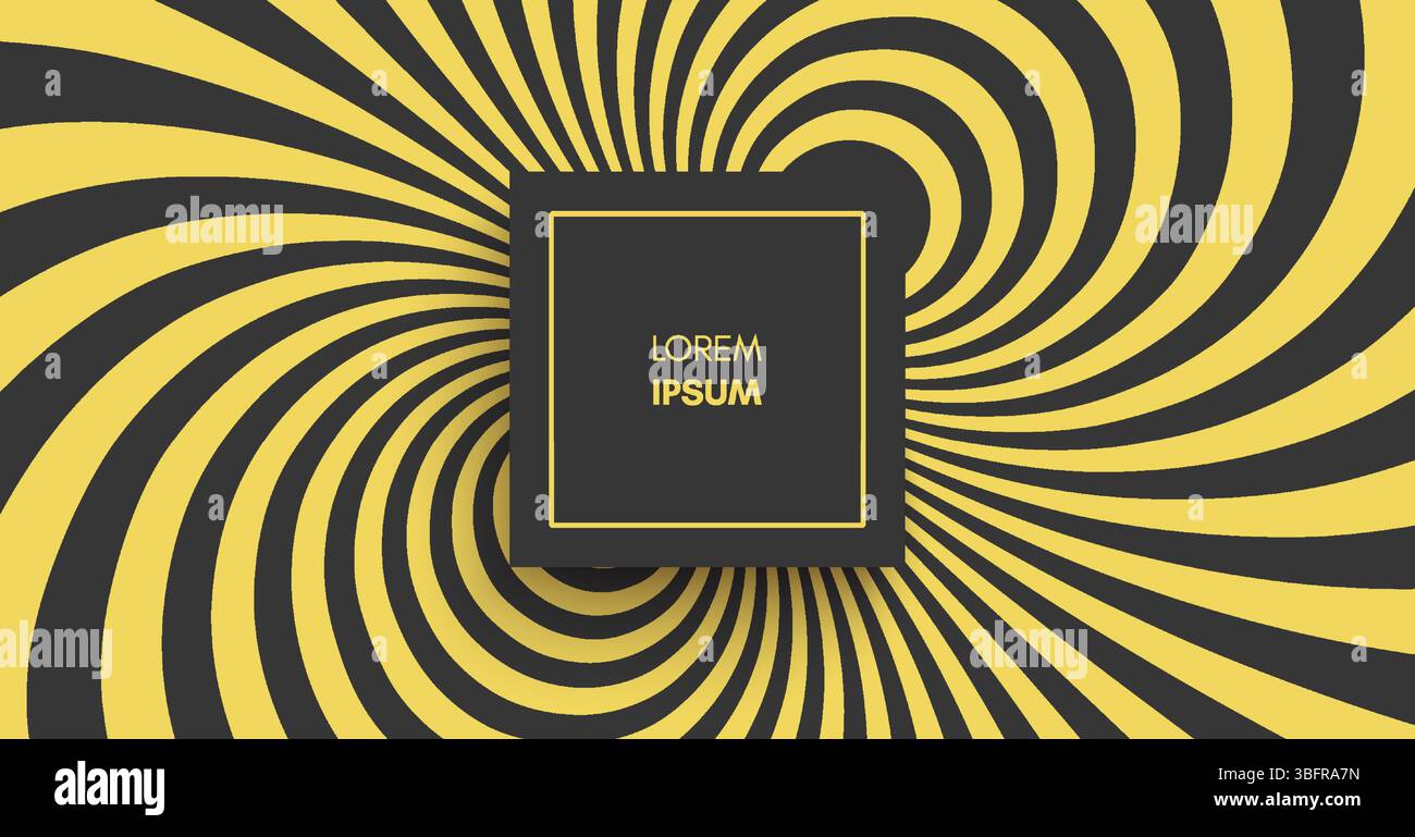 Cover design template. Abstract geometrical background. Striped pattern with optical illusion. Psychedelic stripes. 3D vector illustration for brochur Stock Vector