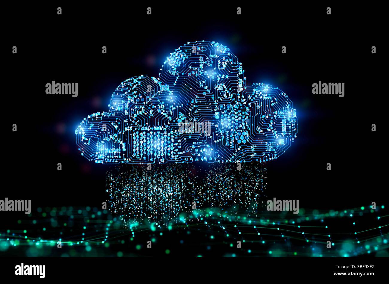 Cloud computing technology with circuit cloud and digital connection Stock Photo