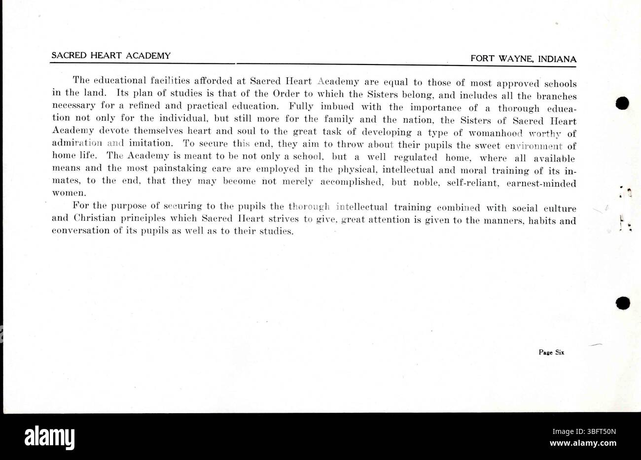 This page of the 1916 Sacred Heart Academy catalogue describes