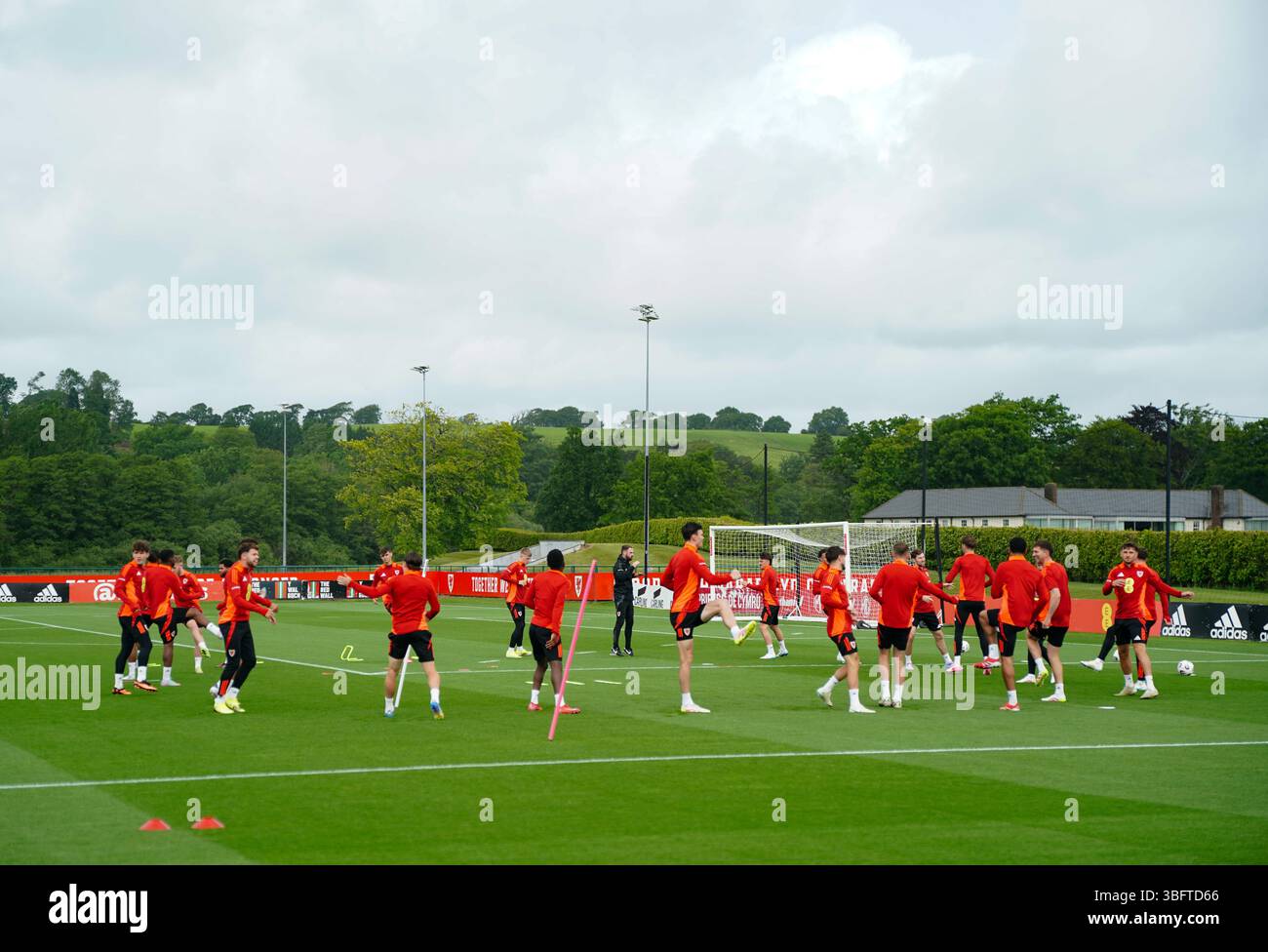 The Wales squad during a training session at the Vale Resort, Hensol ...
