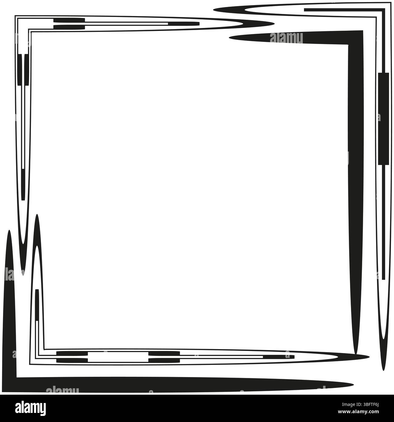 Distorted frame icon. Abstract white border. Vector glitch shape. Irregular corner figure. Stock Vector