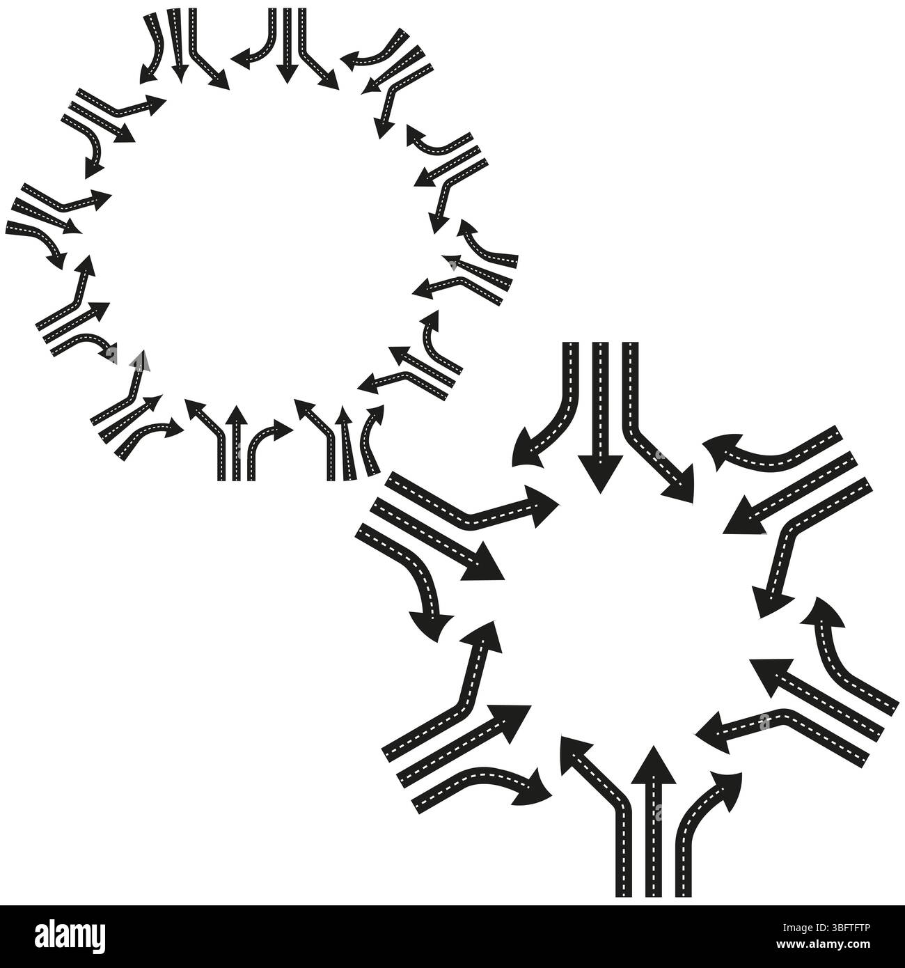 Arrow circle icon. Circular motion arrows. Vector direction shape. Black outline symbol. Stock Vector