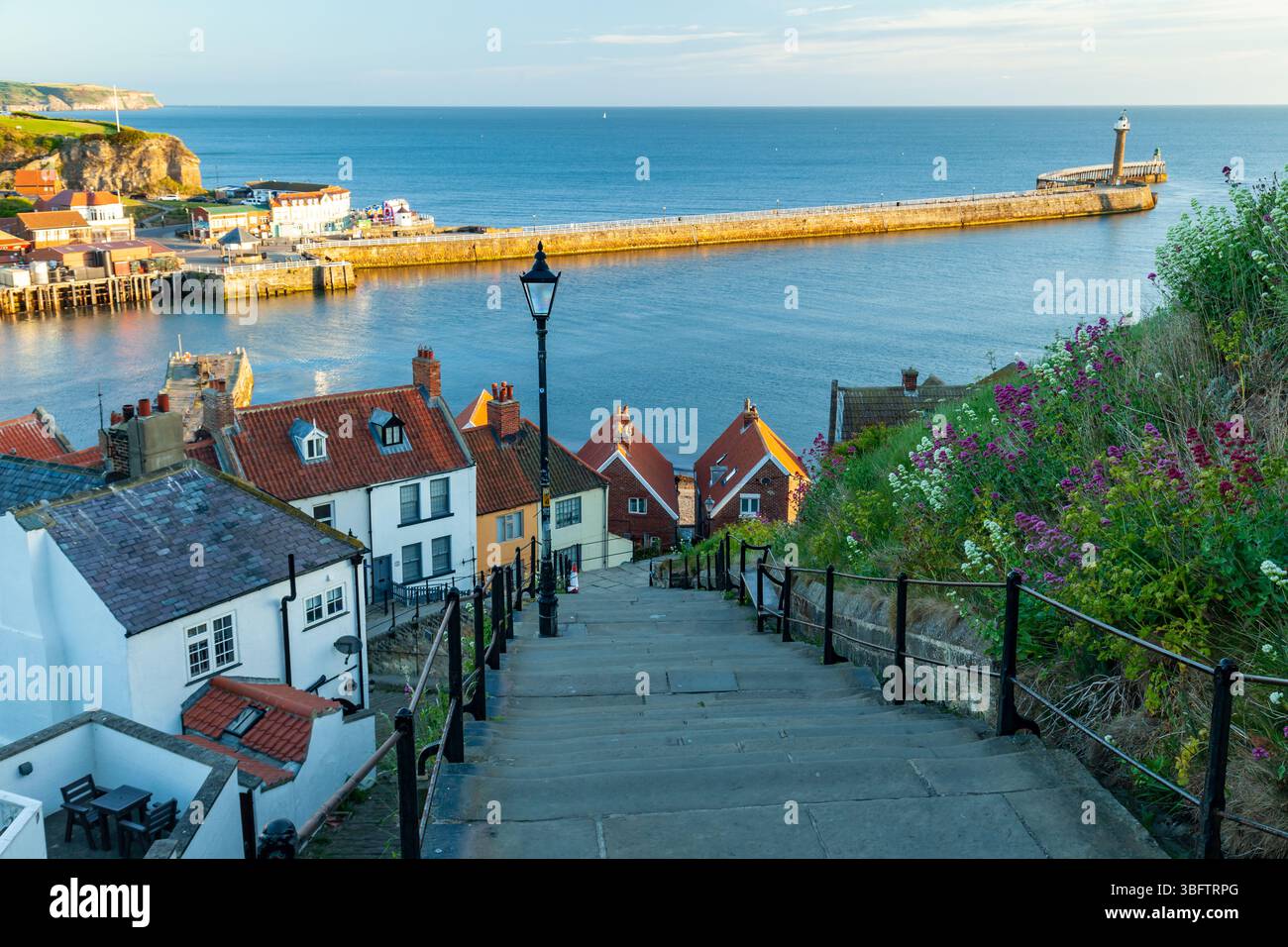 Sunrise on the 199 Steps in Whitby, North Yorkshire, England Stock ...