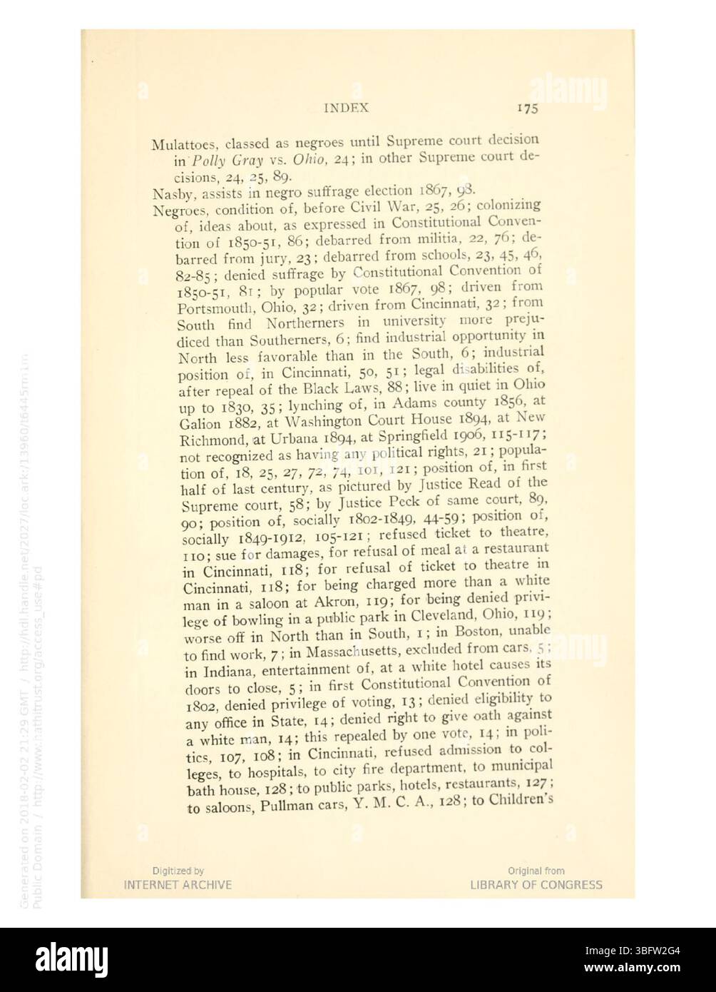 'The Color Line in Ohio' (1913) concludes with an analysis of how race prejudice was institutionalized in Ohio, highlighting the long-term consequences for African Americans in the state. Stock Photo