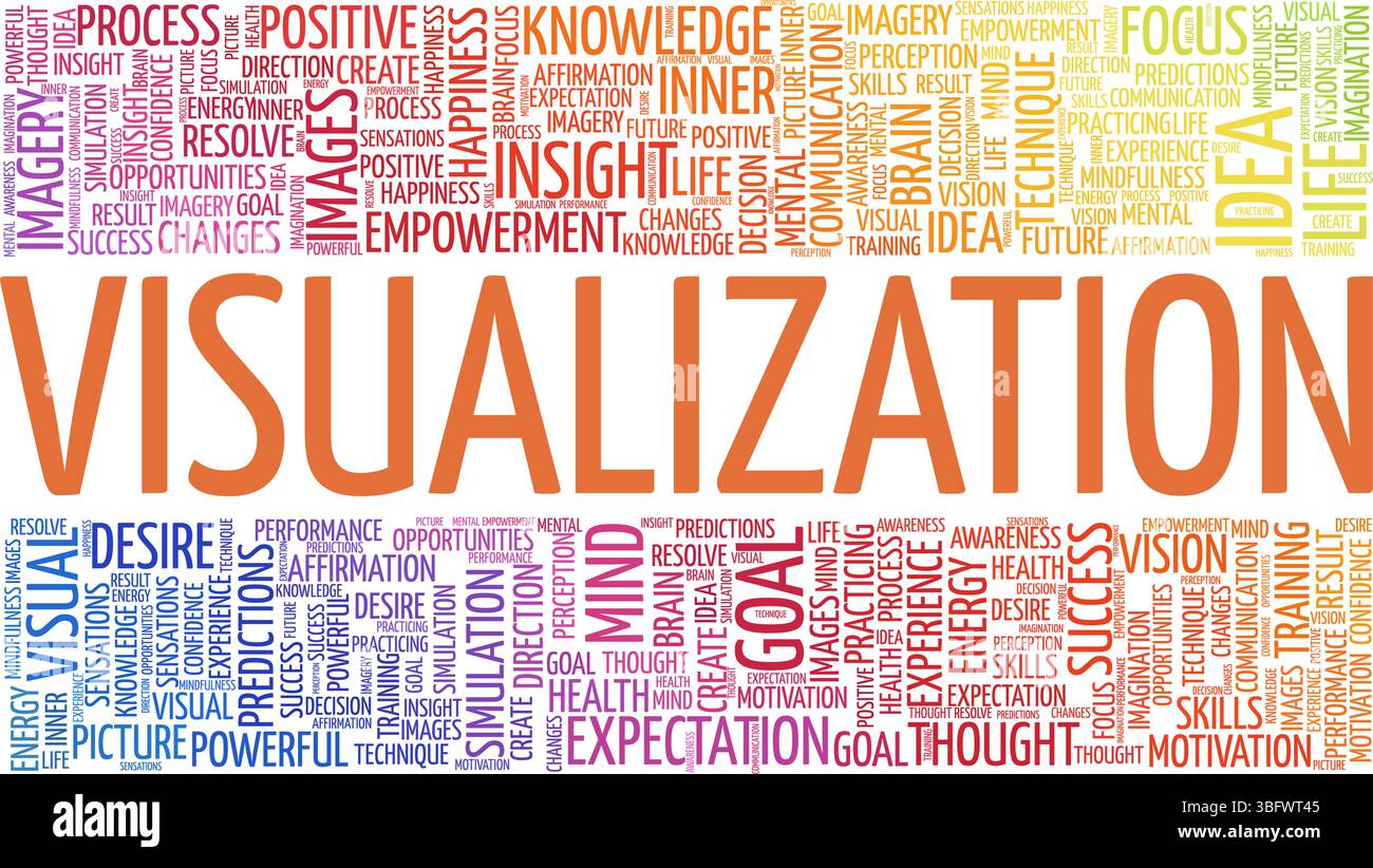 Visualization vector illustration word cloud isolated on a white ...