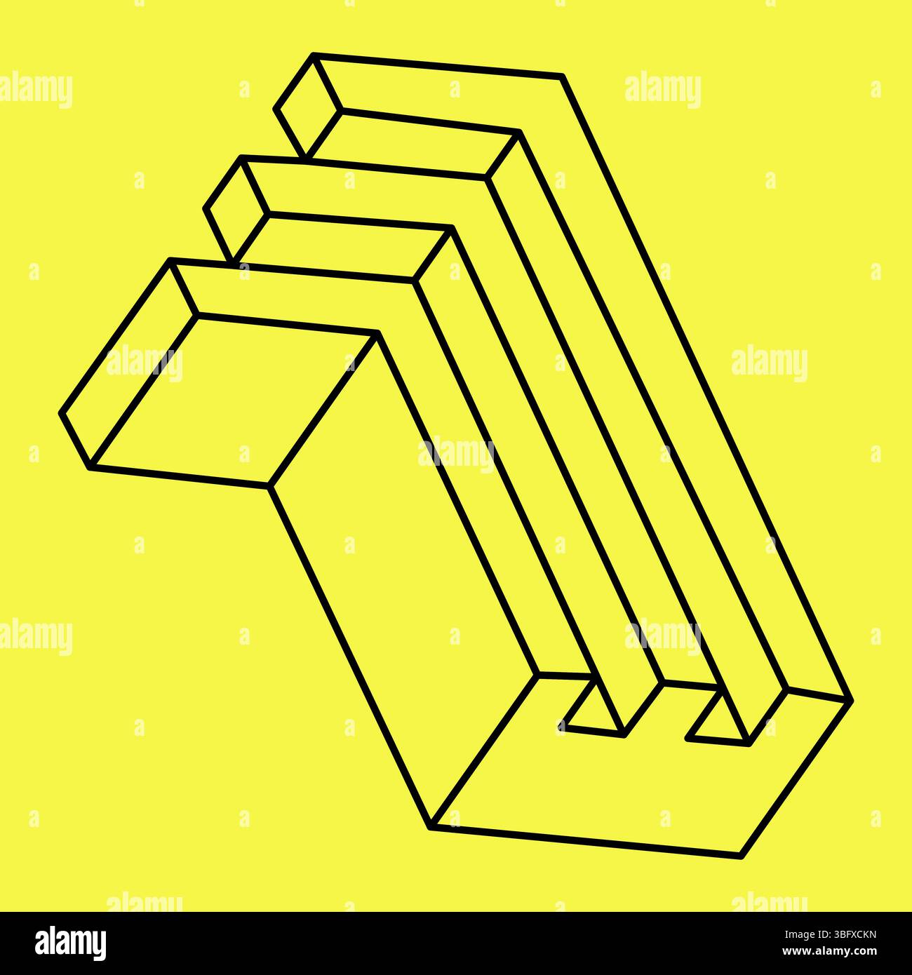 Impossible object. Optical illusion. 3d illustration. Optical art. Line ...
