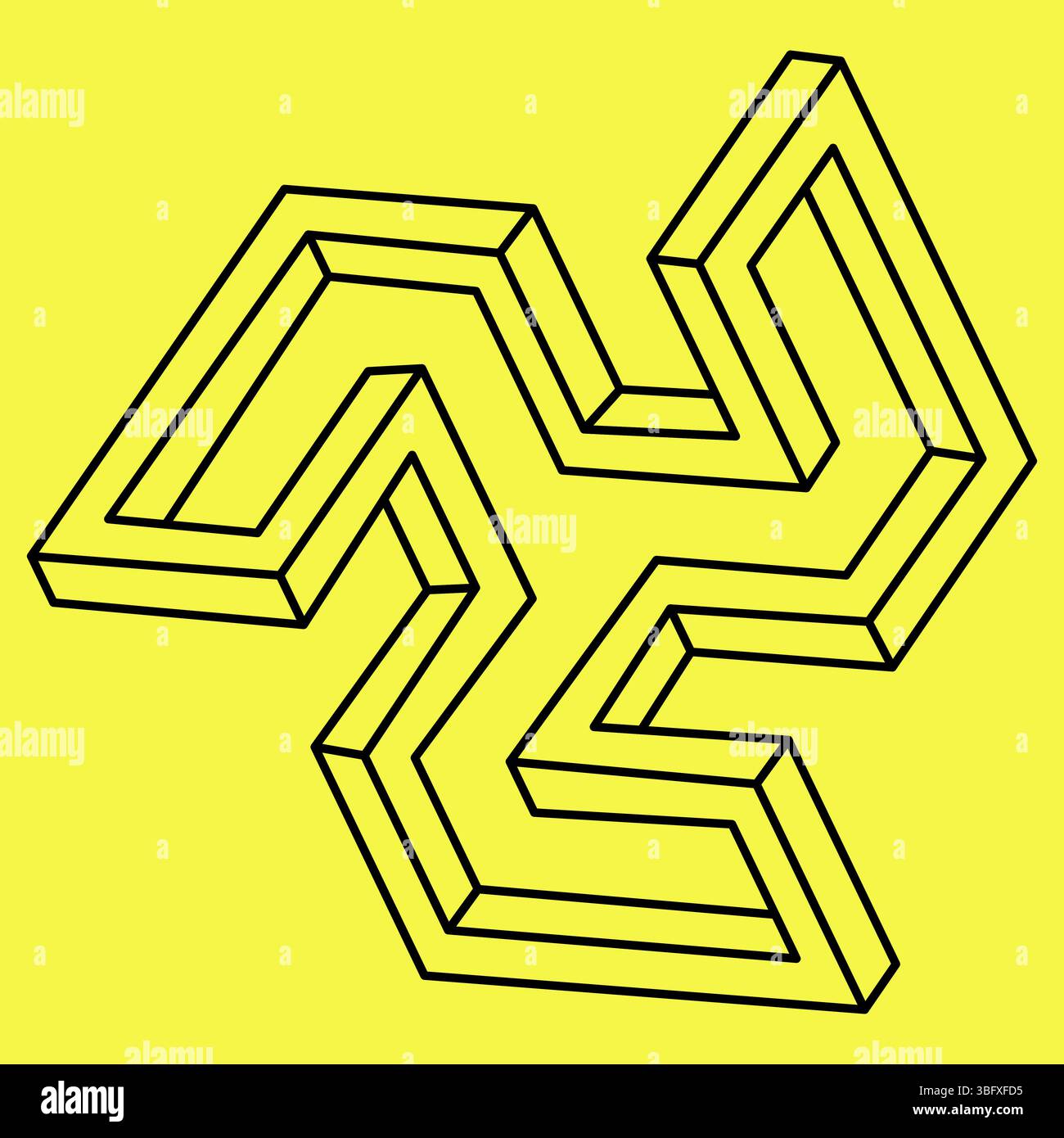 Impossible form. Vector illustration. Line design. Optical illusion. Op art.  Stock Vector