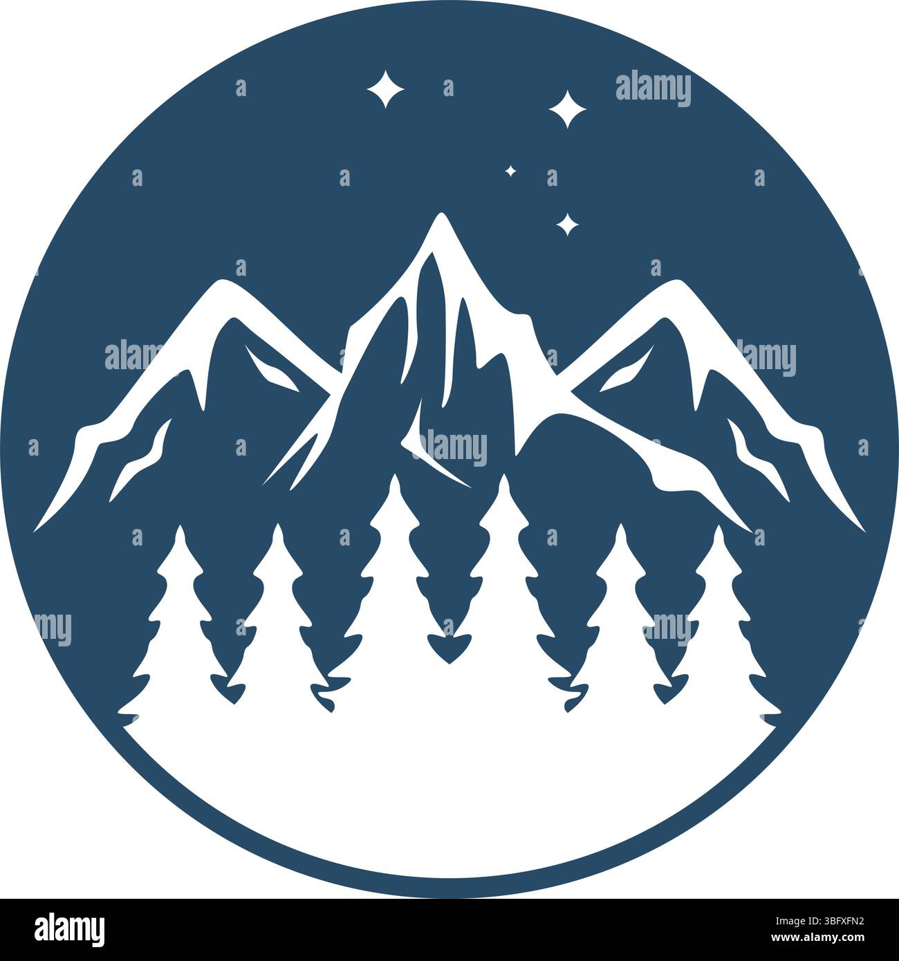 Starry night over mountain range Stock Vector Image & Art - Alamy