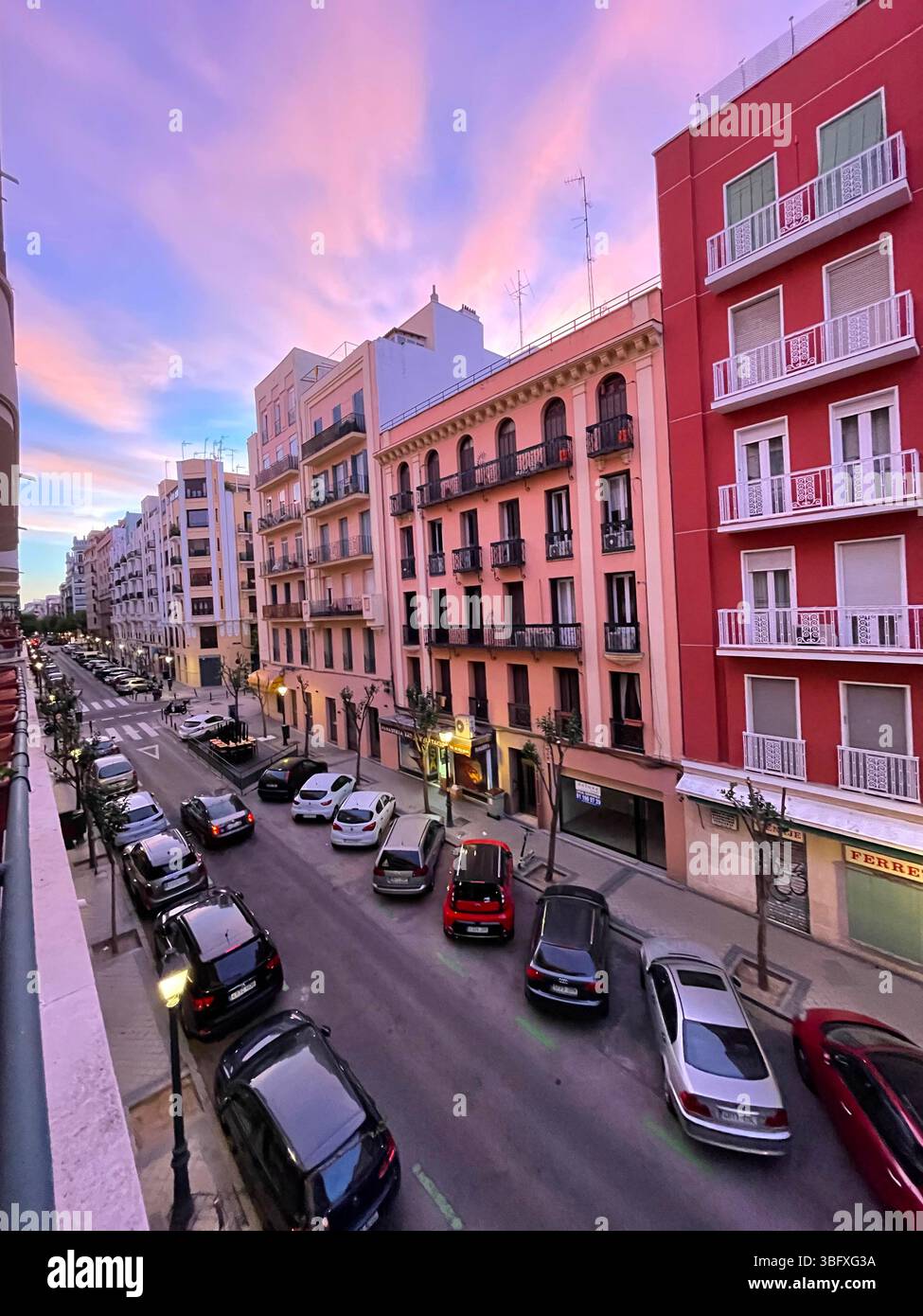 Lope de Rueda street at dawn. Madrid, Spain. - Smartphone Captured Stock Image