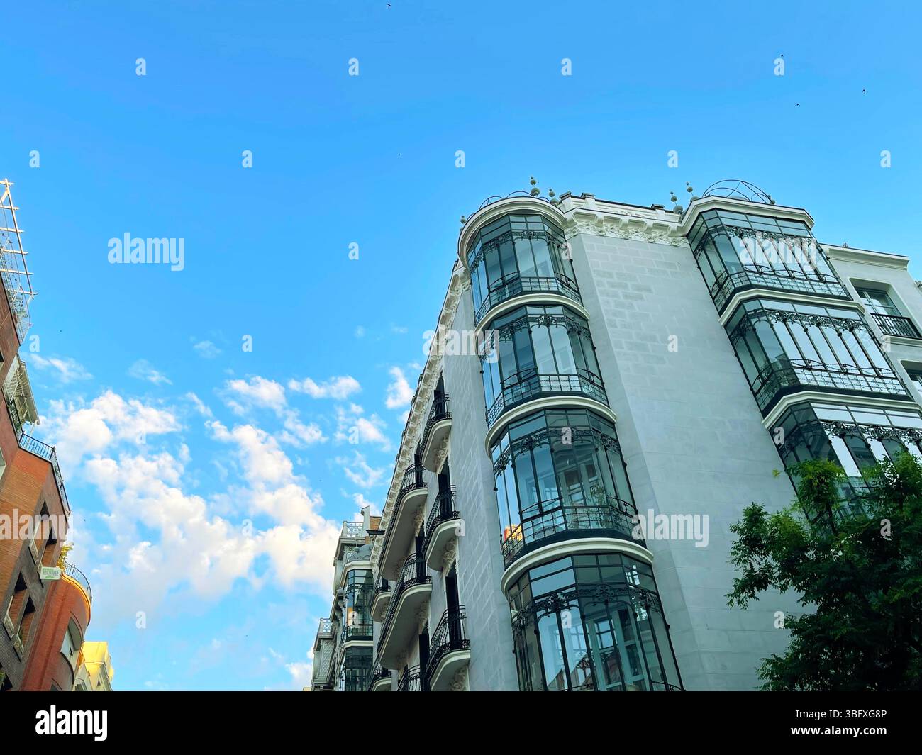 Facade of Art Nouveau building. Ayala street, Madrid, Spain. - Smartphone Captured Stock Image