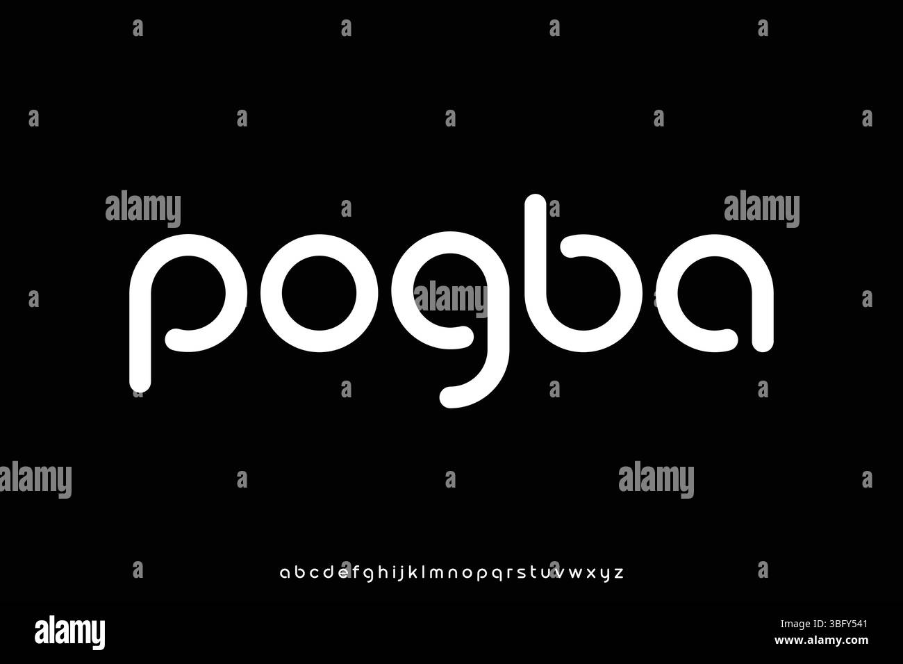 Modern unique rounded sans serif alphabet display font vector illustration Stock Vector