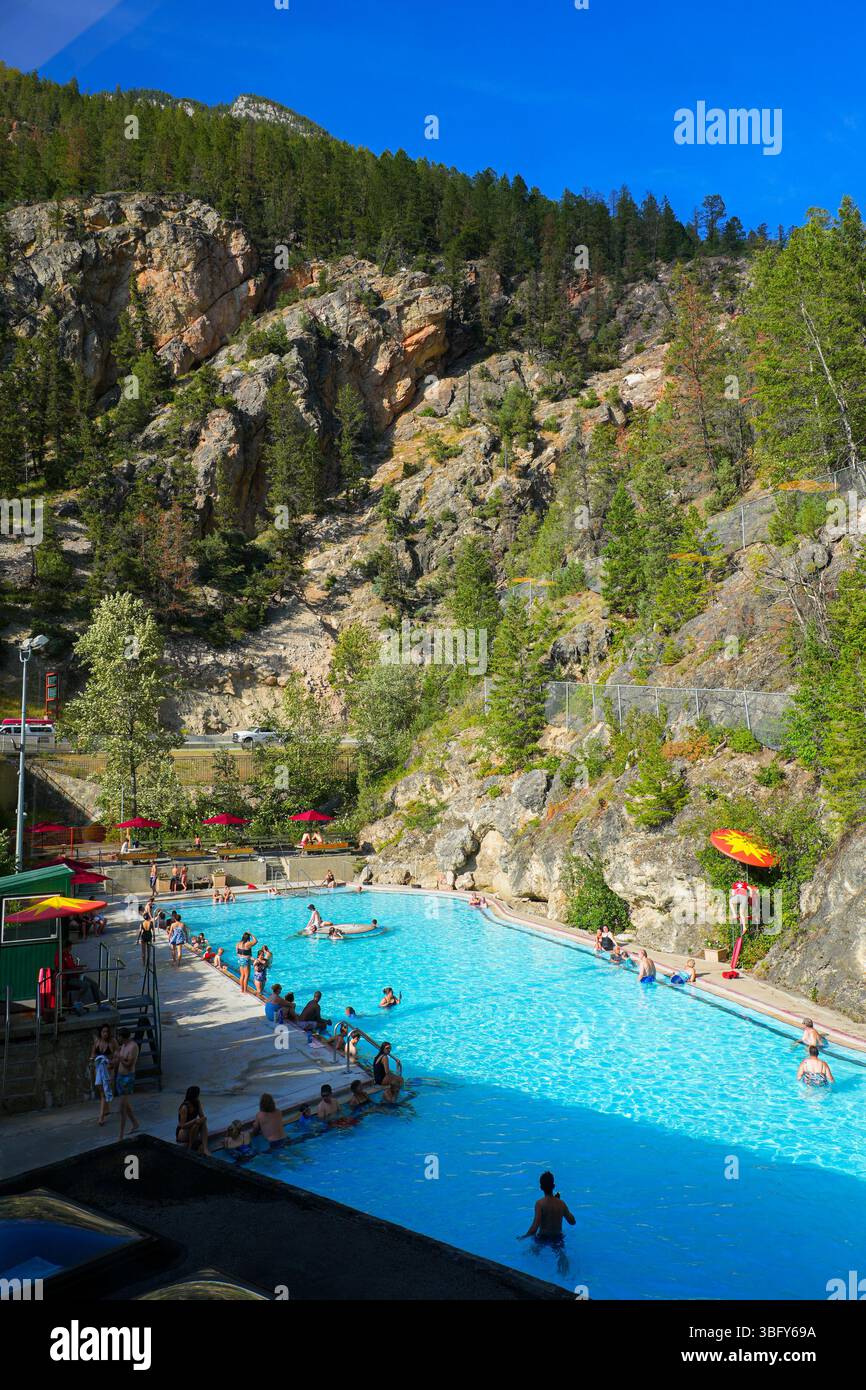 Pool of hot water in the Radium Hot Springs complex in the Kootenay ...