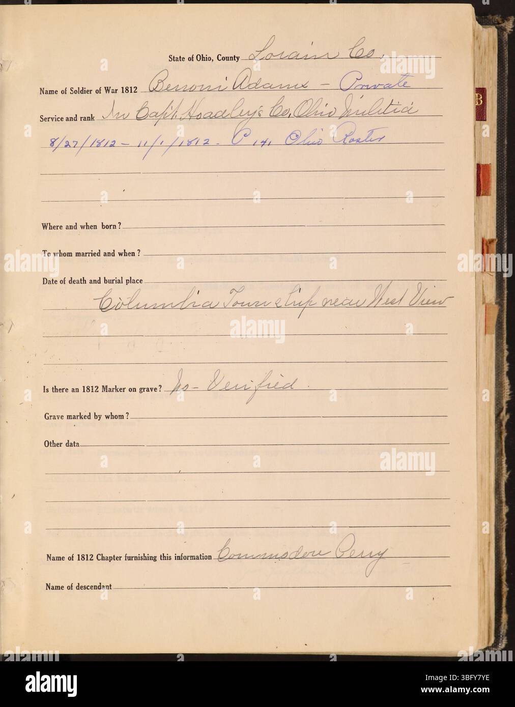 A 1939 compilation of burial site details for soldiers who served in ...