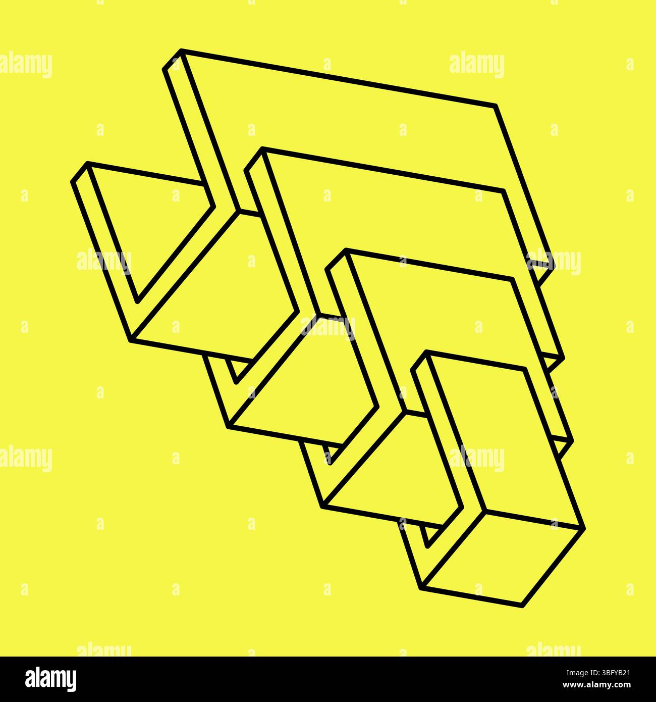 Impossible shapes. Web design element. Line design. Vector illustration. Optical illusion.  Stock Vector