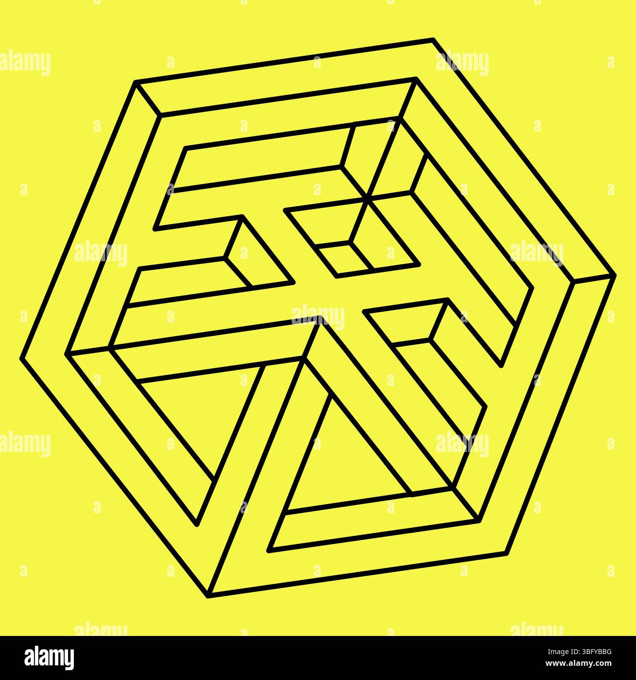 Impossible geometric shapes. Vector element. Optical illusion. Op art.  Stock Vector